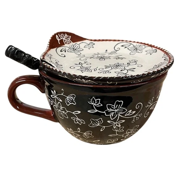 TEMPTATIONS Floral Lace soup / salad bowl, plate and spoon 24 oz - Picture 7 of 14